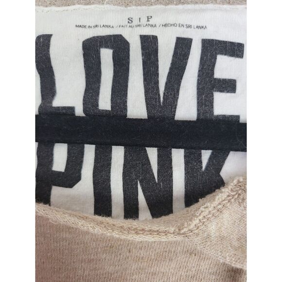 Pink Victoria's Secret Sweeatshirt Hooded S/P Womens Tan Long Sleeve Crew Neck - Picture 3 of 5